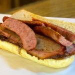 A sausage sandwich at Old 300 BBQ