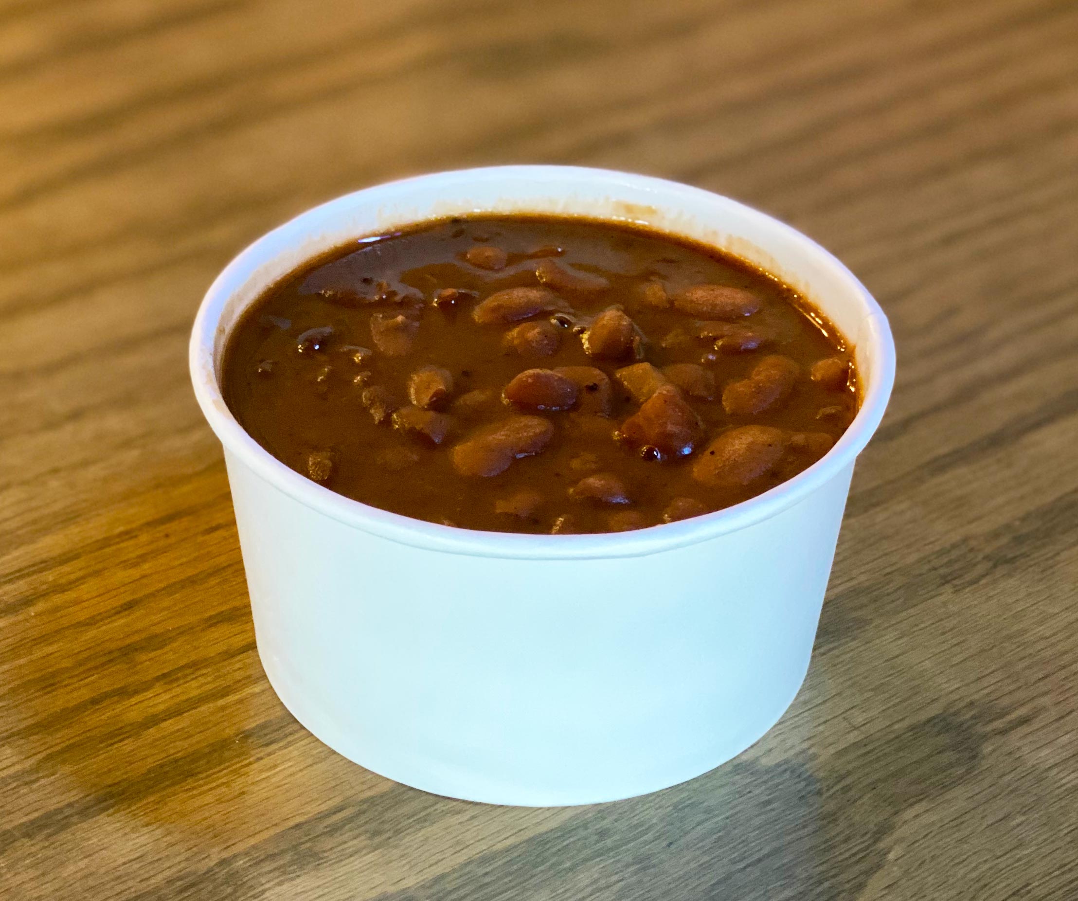 A side order of pinto beans at Old 300 BBQ